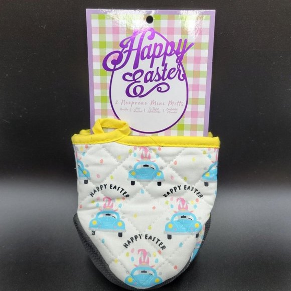 Easter Gnome Mitts 2 Pc Mini Neoprene Oven Happy Spring Truck Kitchen Linens - Picture 1 of 3